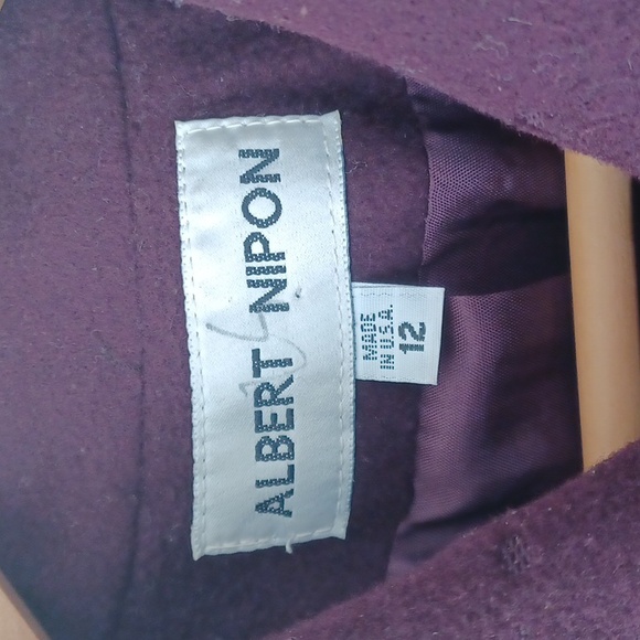 Albert Nipon Wool Cashmere Blend Deep Burgundy Swing Coat, Button Front, Pockets - Picture 2 of 16